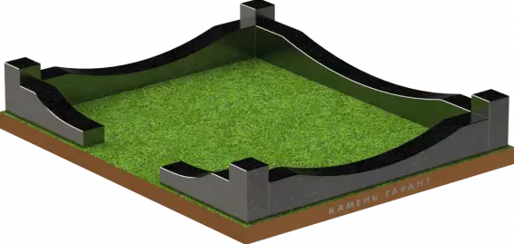 Памятник из чёрного гранита Ограда Волна - фото 2