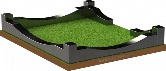 Памятник из чёрного гранита Ограда Волна - фото 3