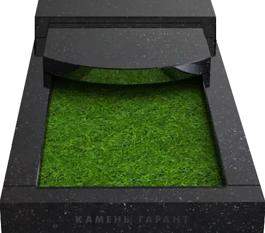 Памятник из чёрного гранита Полуплита Округлая