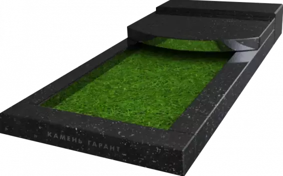 Памятник из чёрного гранита Полуплита Округлая - фото 3