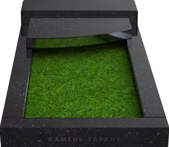 Памятник из чёрного гранита Полуплита Округлая скошенная