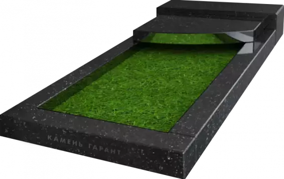 Памятник из чёрного гранита Полуплита Округлая скошенная - фото 3