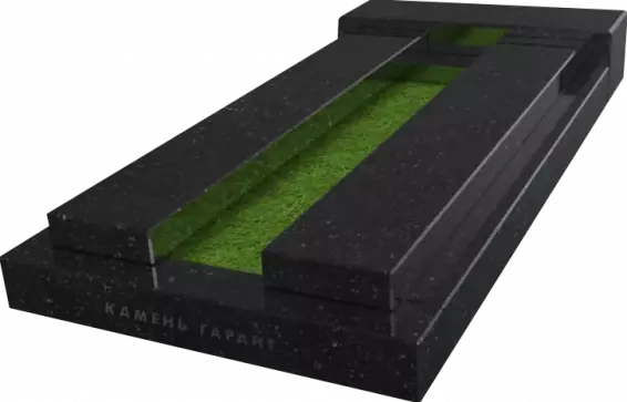 Памятник из чёрного гранита Плита Геометрия - фото 3