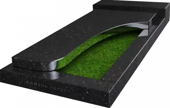 Памятник из чёрного гранита Надгробная Плита с вырезом - фото 3