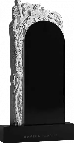 Памятник из чёрного гранита Дерево с голубями