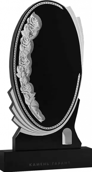 Памятник из чёрного гранита Зеркало с розами