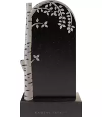 Памятник из гранита на могилу с березкой