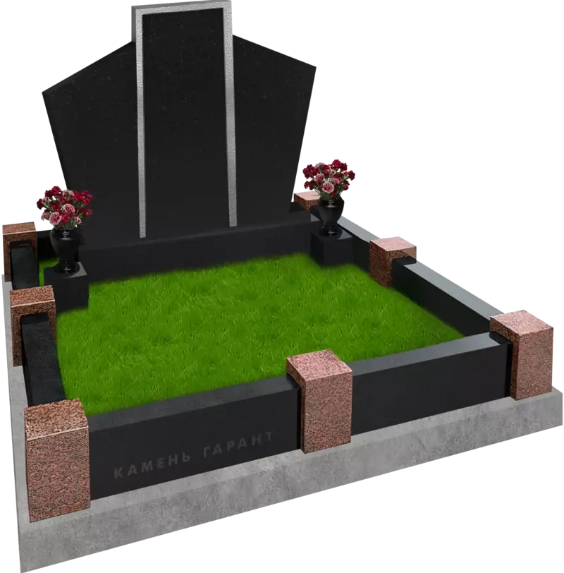 Памятник из чёрного гранита Трио - фото 4