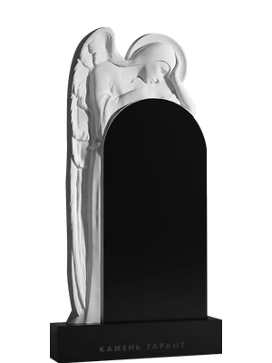 Памятник с барельефом скорбящего ангела на арочном полотне