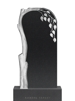 Вертикальный памятник с резным деревом 