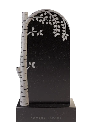 Вертикальный округлый памятник с гравировкой дерева 