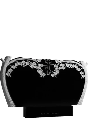 Горизонтальный памятник с резным орнаментом березовых ветвей