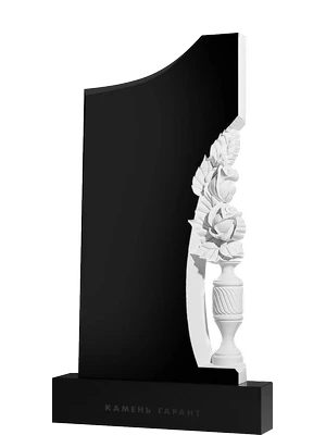 Памятник с изящным барельефом вазы и цветочной композиции