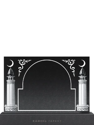 Памятник из гранита с изображением мусульманских символов 