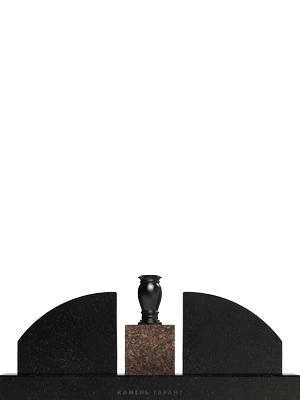 Горизонтальный памятник с вазой на пьедестале 