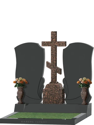 Семейный комплекс с православным крестом и симметричными стелами