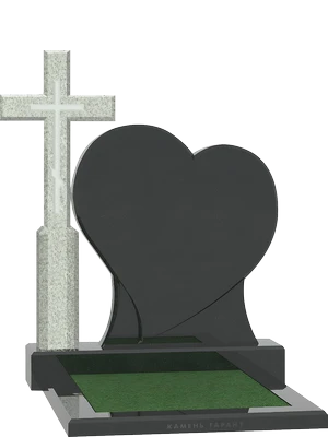 Православный комплекс из светлого креста и черного сердца с цветником