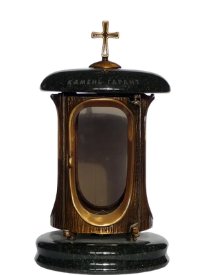 Гранитная лампада с каркасом из стекла и металла 