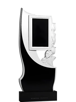 Памятник из черного гранита с асимметричной композицией