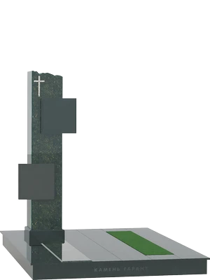 Геометрический памятник из черного гранита с модульной композицией