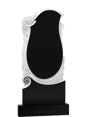 Памятник из черного гранита с плавным орнаментом