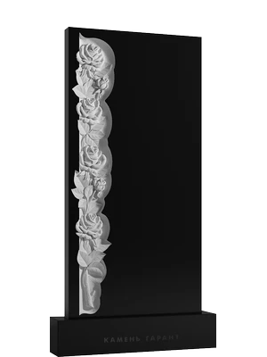 Памятник с вертикальной композицией из объемных резных роз