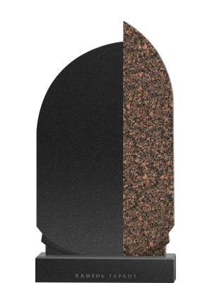 Комбинированный памятник из черного и коричневого гранита с цветником