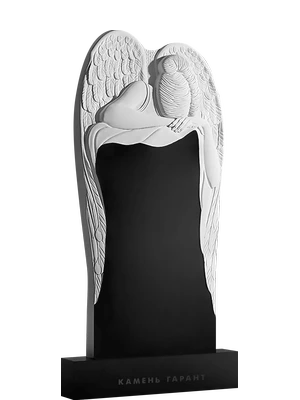 Памятник с объемным барельефом скорбящего ангела с крыльями