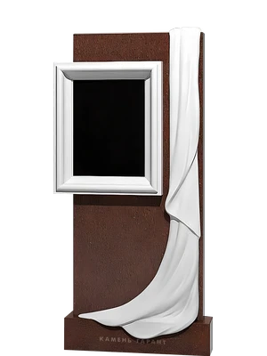 Памятник из коричневого и белого гранита с декоративной рамкой