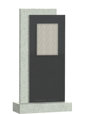 Строгий памятник из черного и серого гранита с прямоугольной фотонишей