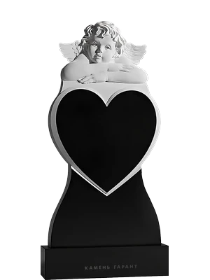 Памятник в форме сердца с барельефом ангела-херувима