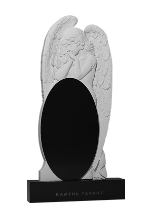 Памятник с барельефом ангела и овальной фотонишей в крыле