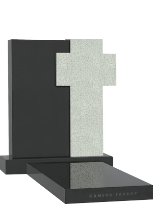 Строгий памятник с контрастным сочетанием черного и светло-серого креста