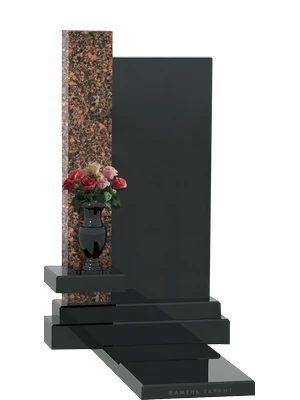 Композиция из черного и коричневого гранита с многоуровневым основанием