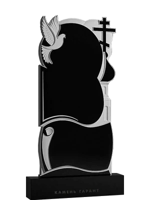 Элегантный резной памятник с крестом и голубем 