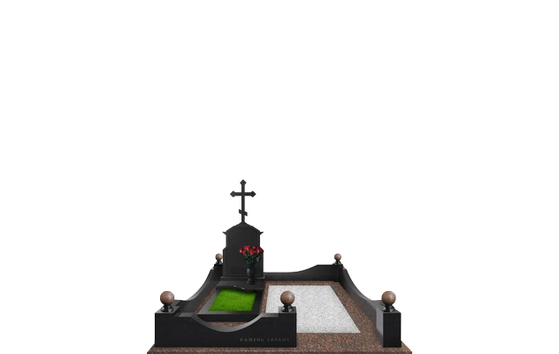 Комплекс в виде часовни и поребриком из двух видов гранита