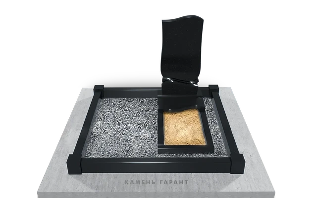 Памятник из чёрного гранита Комплекс с поребриком