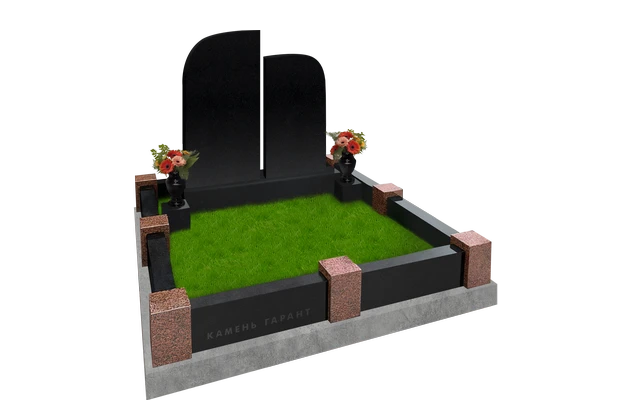 Парная композиция с цельным обрамлением могилы