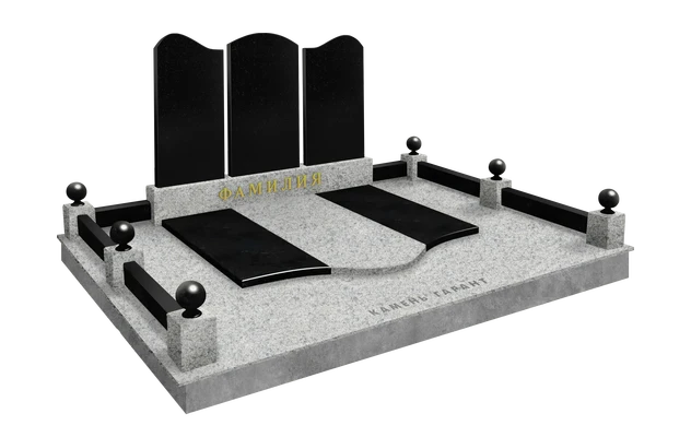 Композиция для тройного захоронения с декором